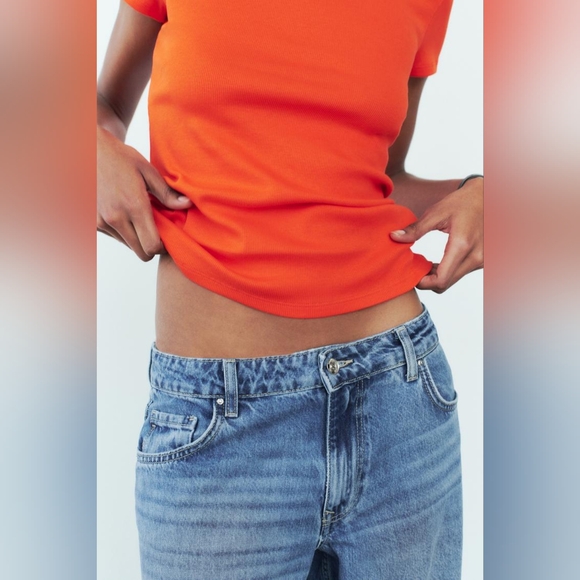 ZARA SHORT SLEEVE RIB TOP - Picture 3 of 7